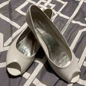 White Peep Toe Wedge Heels